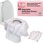 Potty Shields Toilet Seat Covers Disposable (40 Pack, Floral) - XL Waterproof Toilet Cover for Toddlers, Kids & Adults - Portable & Individually Wrapped for Travel, Potty Training & Public Restrooms