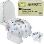 Potty Shields Toilet Seat Covers Disposable (40 Pack) - XL Waterproof Toilet Cover for Toddlers, Kids & Adults - Portable & Individually Wrapped for Travel, Potty Training, Vacations, Public Restrooms