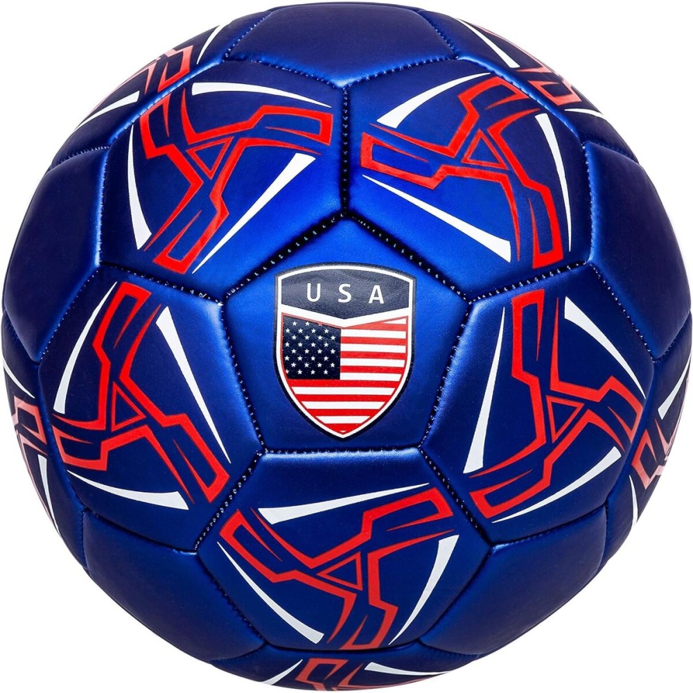 Western Star Soccer Ball USA - Official Match Grade Soccer Balls - Youth & Adult - Attractive and Durable Design (Navy Blue, 5, Without Pump)
