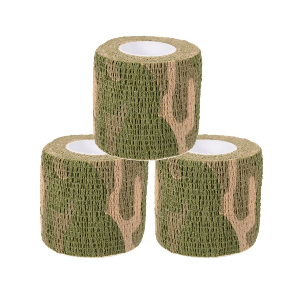 Uning Self-adhesive Protective Camouflage Tape Wrap 5CM x 4.5M Tactical Camo Form Multi-functional Non-woven Fabric Stealth Tape Stretch Bandage for Outdoor Military Hunting (Pack of 3) (Camouflage 8)