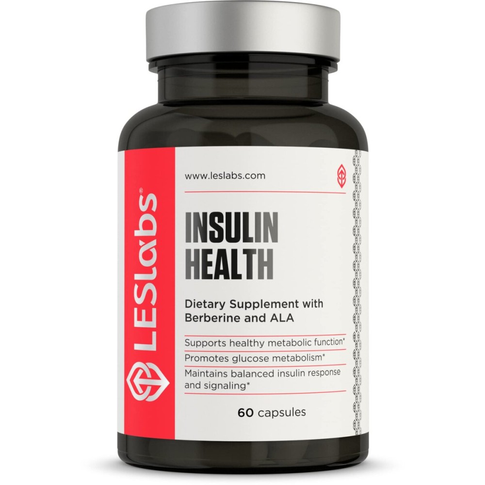 LES Labs Insulin Health - Metabolic Health and Support, Lipid & Carbohydrate Metabolism - Berberine, Chromium, Olive Leaf, Alpha Lipoic Acid & Vanadium - Non-GMO Supplement - 60 Capsules