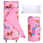 Wildkin Kids Microfiber Nap Mat - Soft Sleep Mat with Pillow, Ideal for School & Travel - Horses