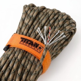 TITAN Survival Patented Paracord 550 - 25ft, 100ft, 500ft & Color Options - 620LB Strength Survival Paracord Military Spec with 3 Strands - Heavy Duty Hank Cord for Camping & Outdoors with Firestarter