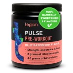 LEGION Pulse Pre Workout - All Natural Nitric Oxide Preworkout Drink to Boost Energy, Creatine Free, Naturally Sweetened, Beta Alanine, Citrulline, Alpha GPC (Blue Raspberry)