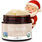 USDA Organic Lip Scrub Vanilla - USA Made with Natural Ingredients, Stocking Stuffers for Mom & Wife, Sugar Scrubber Exfoliator for Dry Lips, Small Stocking Stuffers for Women & Teenage Girls