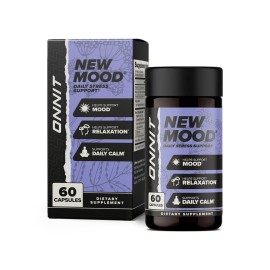 ONNIT New Mood Daily Stress Support Capsules, IGEN Non-GMO Tested Sleep and Mood Support Supplement for Men and Women, Daily Stress Management Capsules, 60 Count