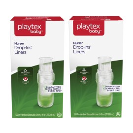 Playtex Baby Nurser Pre-Sterilized Disposable Bottle Liners, Closer to Breastfeeding, 8-10 oz, 200 Count