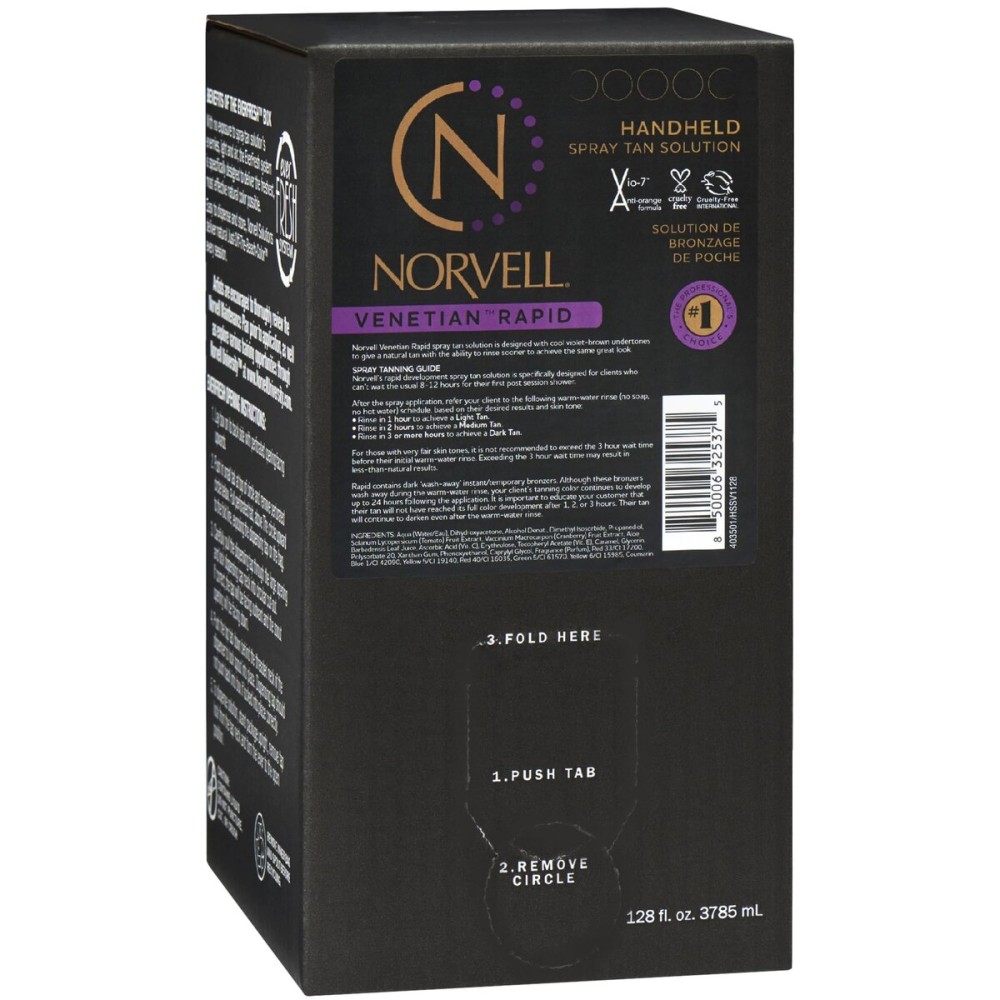 Norvell Premium Rapid Spray Tan Solution Venetian One 128 fl oz - Professional Sunless Tanning Formula for Ultra Fast Natural Bronze Glow, Streak Free, Fast Drying, Long Lasting Color