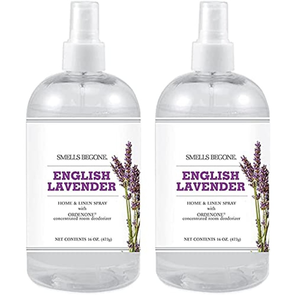 SMELLS BEGONE Air Freshener Home & Linen Spray - 16 oz, Pack of 2 - Odor Eliminator - Made with Essential Oils - English Lavender Scent