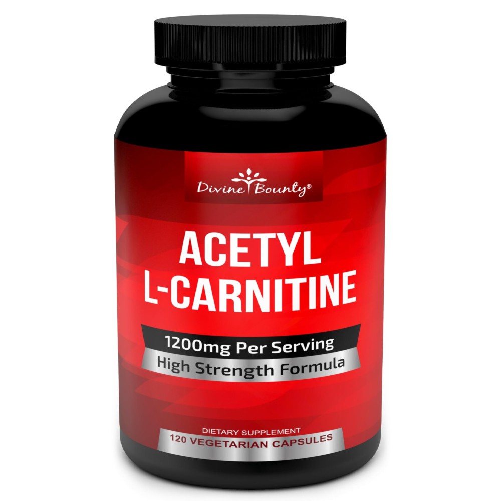 Divine Bounty Acetyl L-Carnitine Capsules 1200mg Per Serving - L Carnitine Supplement 120 Vegetarian Capsules