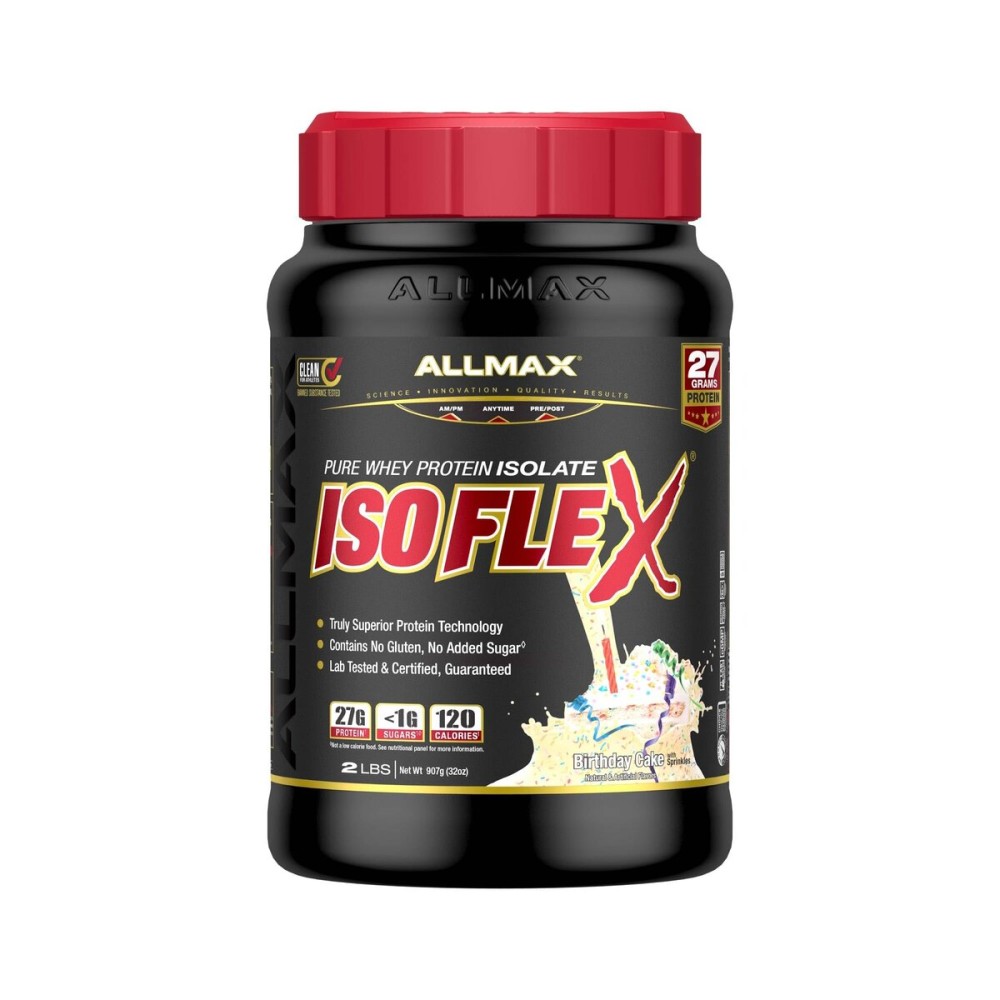 AllMax Nutrition - ISOFLEX Whey Protein Powder, Whey Protein Isolate, 27g Protein, Birthday Cake, 2 Pound