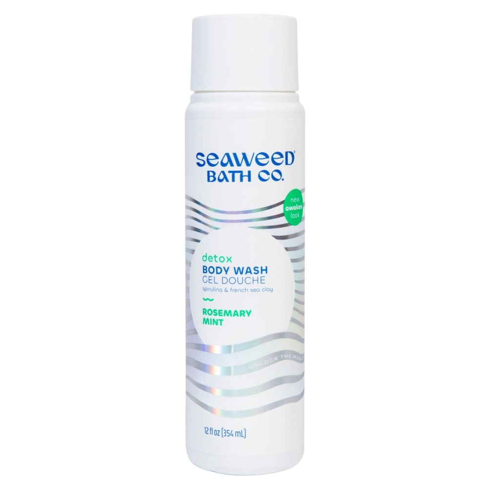 Seaweed Bath Co. Detox Body Wash, Rosemary Mint Scent, 12 Ounce, Shower Gel for Men & Women, Vegan, Paraben Free, Sulfate Free, Cruelty Free