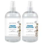 SMELLS BEGONE Air Freshener Home and Linen Spray - Odor Eliminator - Made with Essential Oils - Fresh Cotton Scent - 2 Pack - 16 Ounce