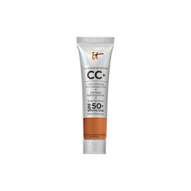 IT Cosmetics CC+ Cream Travel (Rich) - Natural Full Coverage Foundation With SPF 50+, Color Corrector & Anti-Aging Hydrating Serum, Hyaluronic Acid + Peptides, Up To 24H Wear - 0.4 fl oz