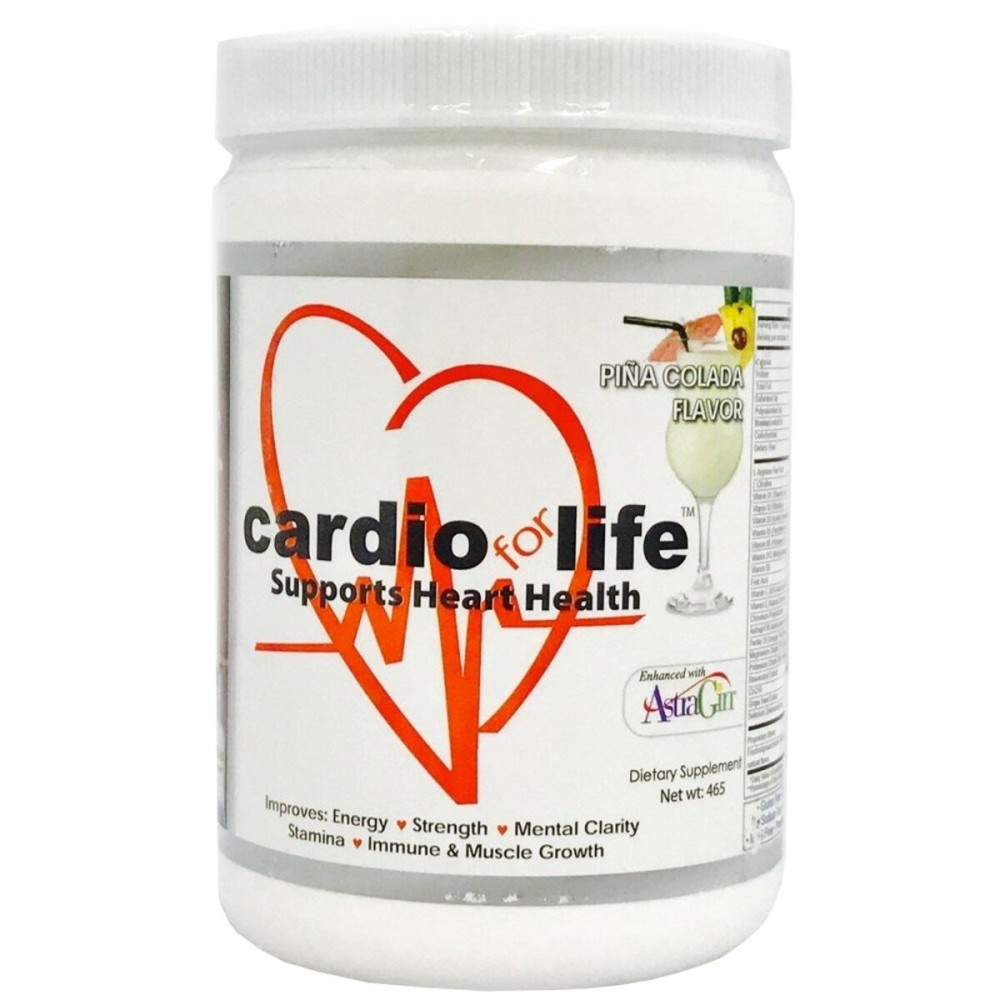 Cardio for Life L-Arginine Powder 16oz - Pina Colada - Natural Nitric Oxide Supplement for Cardiovascular Health - Increase Energy