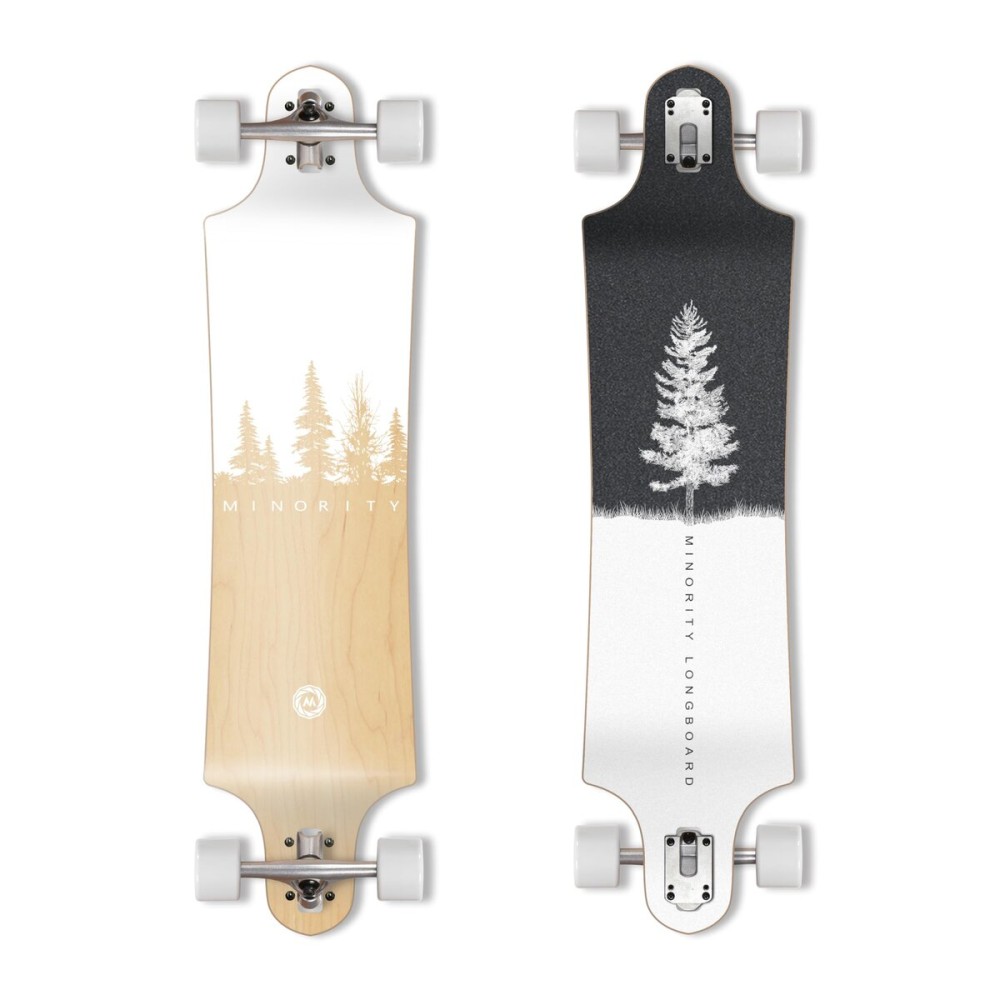 MINORITY Downhill Maple Longboard | 40-inch Drop Trough Deck | Made for Cruising Urban Commuting Ride (Nature)