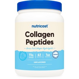 Nutricost Collagen Peptides Powder 1LB (454 G) - Grass Fed Bovine Collagen Hydrolysate (Unflavored)