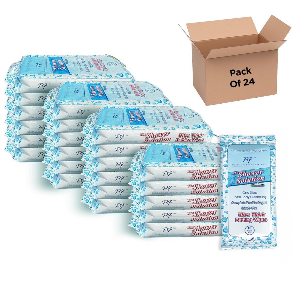 Premium Formulations Shower Solutions - Adult Bathing Wipes, Extra Large and Extra Thick, 240 Wipes Bulk Pack
