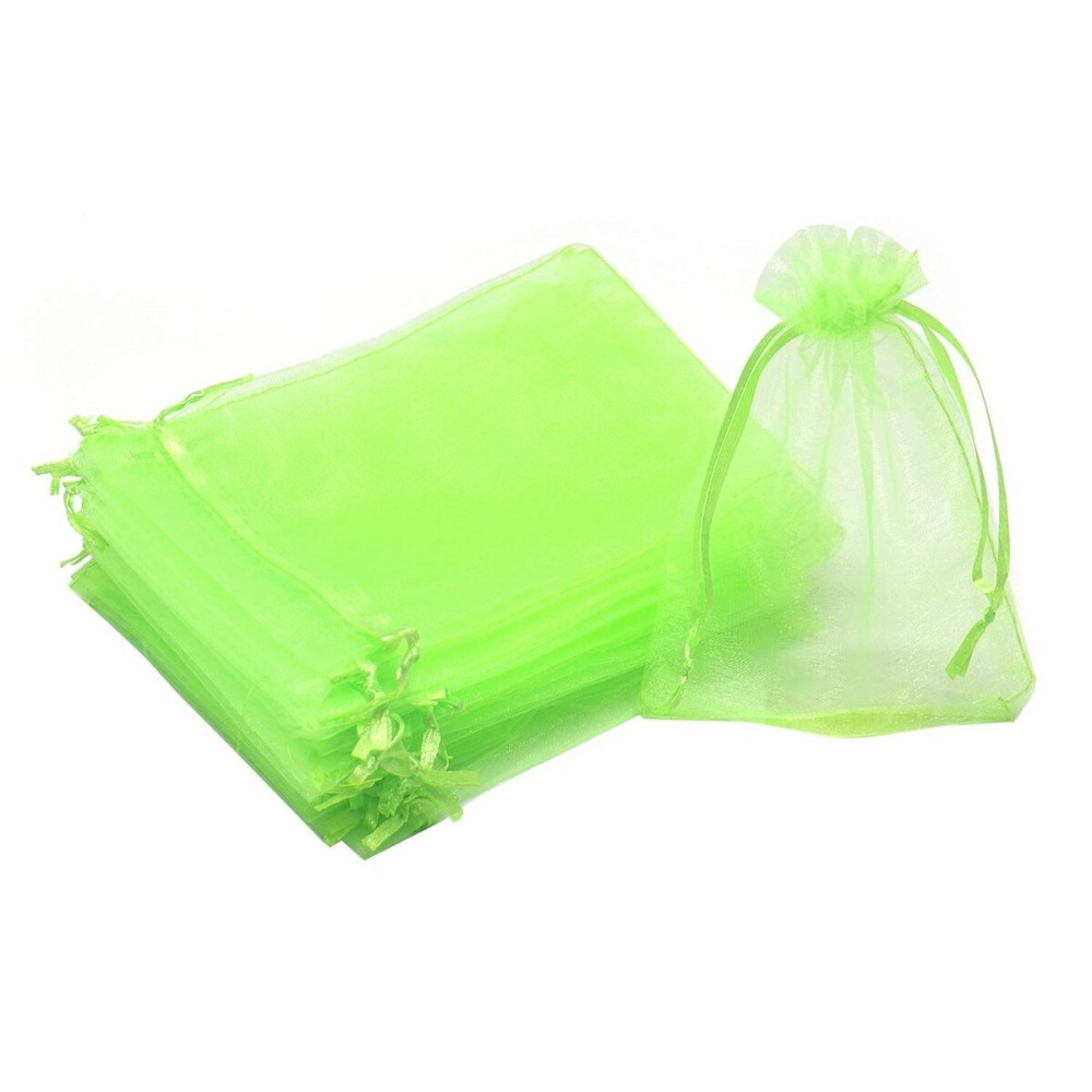 Bezall 50pcs Drawstring Organza Jewelry Candy Pouch Christmas Wedding Party Favor Gift Bags (3x4, Light Green)