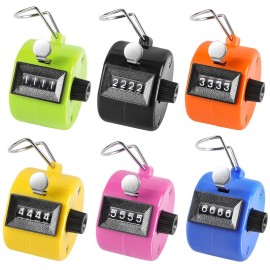 KTRIO Pack of 6 Colors Handheld Tally Counter, 4-Digit Number Clicker Counter, Hand Mechanical Pitch Counter for Coaching, Knitting, People, Lap, Fishing, Golf, Toddler & Fidget