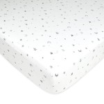 American Baby Company 100% Natural Cotton Fitted Crib Sheet 52 x 28 - Soft, Breathable, Hypoallergenic & Gentle Toddler Bed Sheet, Gray Stars and Moons, Neutral for Boys & Girls