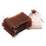 Bezall 50pcs Drawstring Organza Jewelry Candy Pouch Christmas Wedding Party Favor Gift Bags (3x4, Brown)