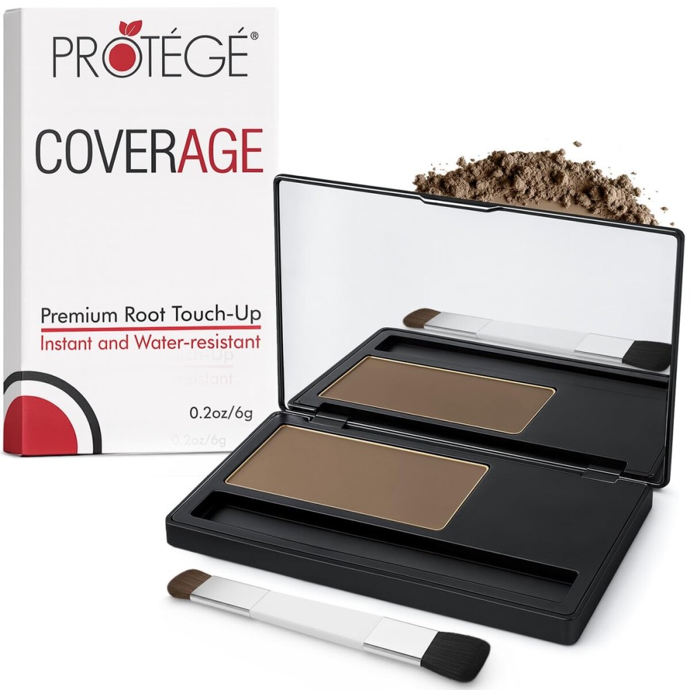 Premium Root Touch-Up Hair Color Powder for Women - Gray Coverage Hairline Concealer Light Brown - Built-in Applicator Brush - Long Lasting Sweat & Water Resistant Natural Quick Dry