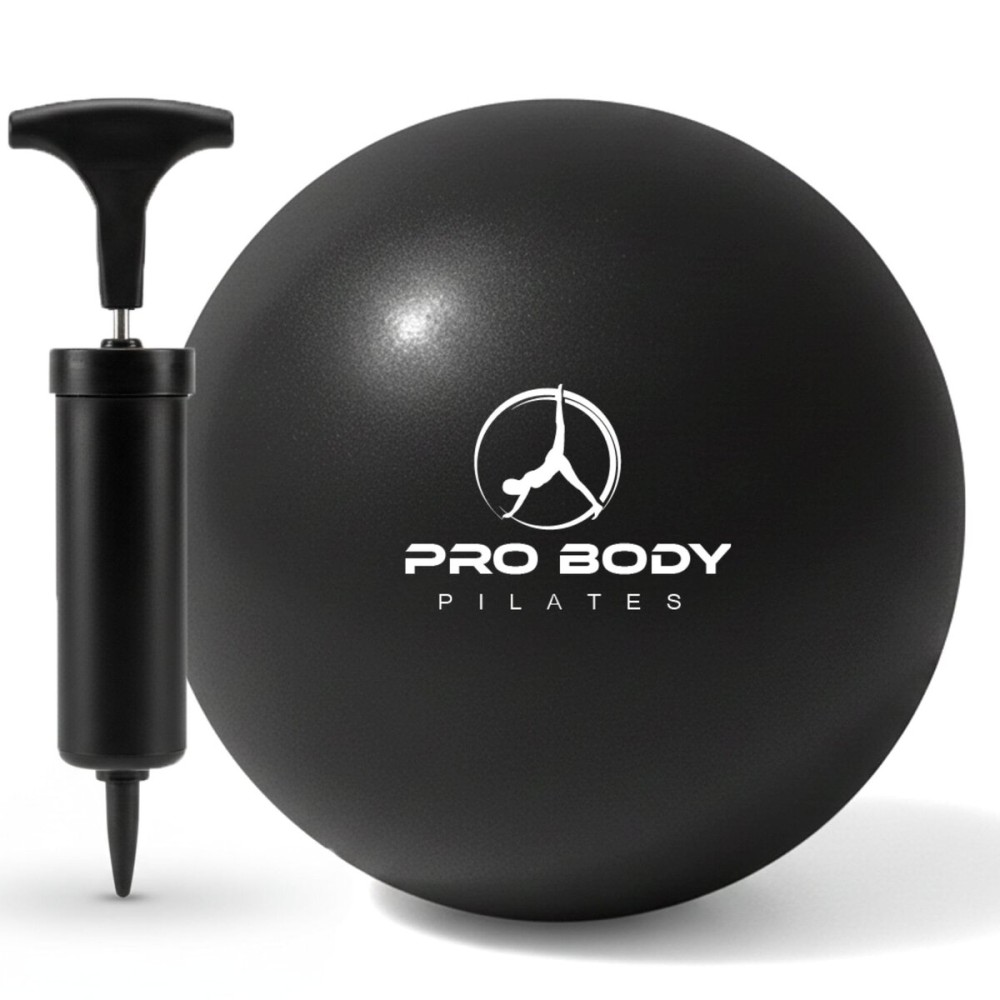 ProBody Pilates Small Exercise Ball with Pump - 9 Inch Workout Ball for Stability, Barre, Yoga, Core & Physical Therapy, Home Gym & Office Use (Black)