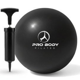 ProBody Pilates Small Exercise Ball with Pump - 9 Inch Workout Ball for Stability, Barre, Yoga, Core & Physical Therapy, Home Gym & Office Use (Black)