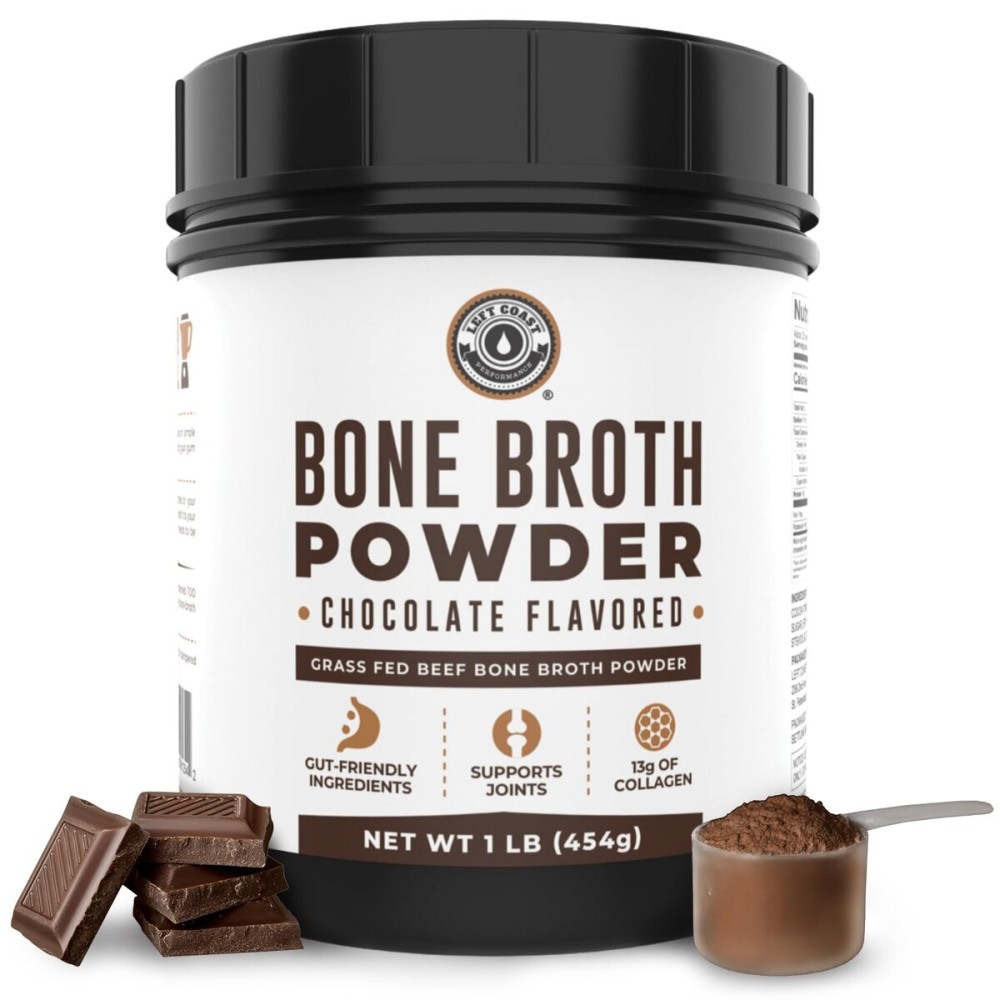 16oz Chocolate Bone Broth Protein Powder From Grass Fed Beef - Non-GMO Ingredients, Gut-Friendly, Low Carb Dairy Free Protein Powder - Natural Collagen Source For Joint Support - Keto Friendly