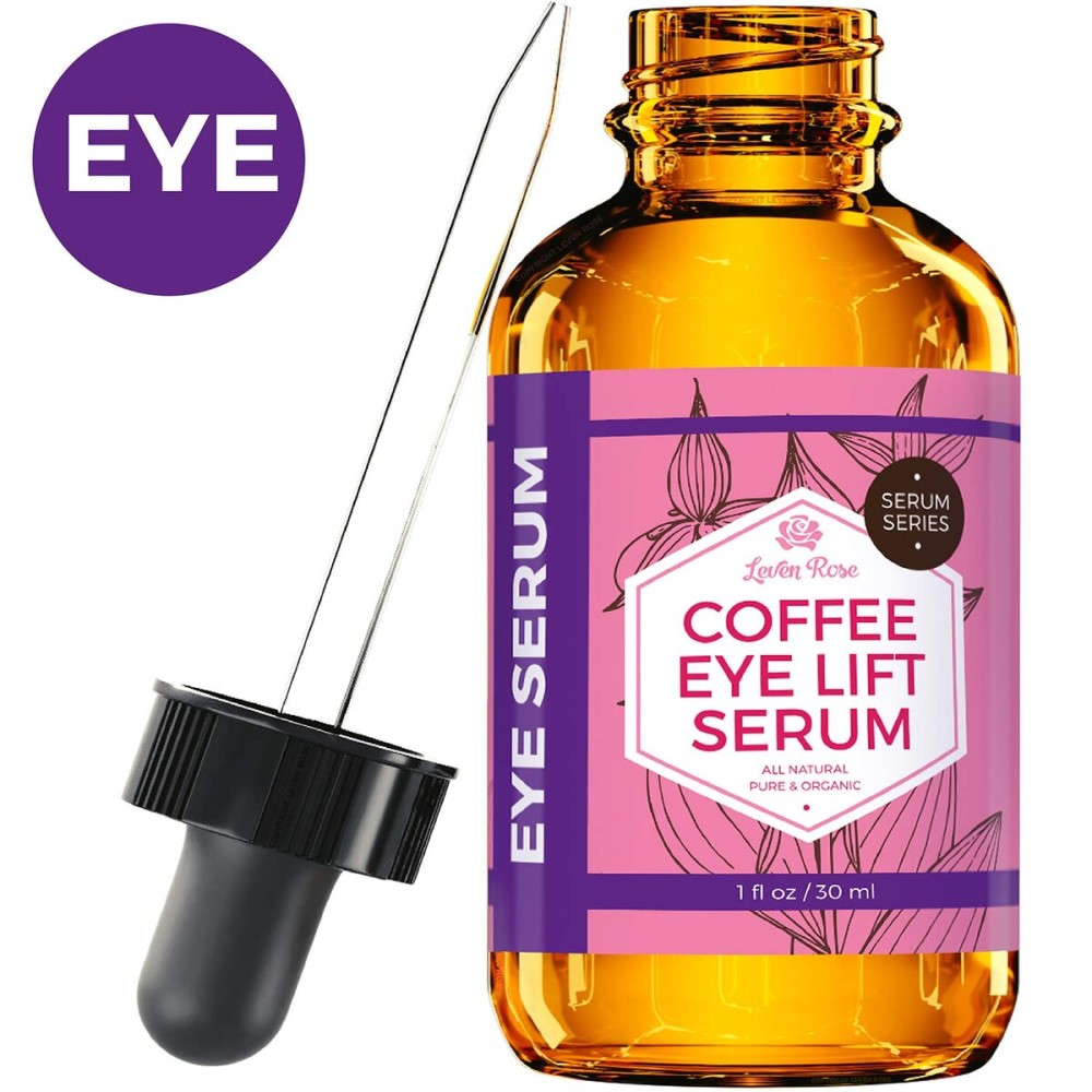 Leven Rose Coffee Oil Caffeine Serum for Eyes 1 oz - Anti-aging Organic Under Eye Serum for Puffy Bags Under Eyes