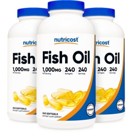 Nutricost Fish Oil 1000mg (560mg of Omega-3), 240 Softgels (3 Bottles)