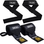 Tribe Lifting Heavy Duty Wrist Wraps & Lifting Straps for Weightlifting - Wrist Straps for Weightlifting Men with Silicone Grip & Padding - Gym Wrist Wraps and Lifting Straps