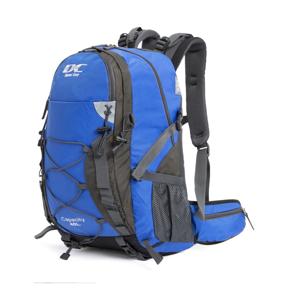 Diamond Candy Waterproof Hiking Backpack for Men and Women, Lightweight Day Pack for Travel Camping, Darkblue, 40L