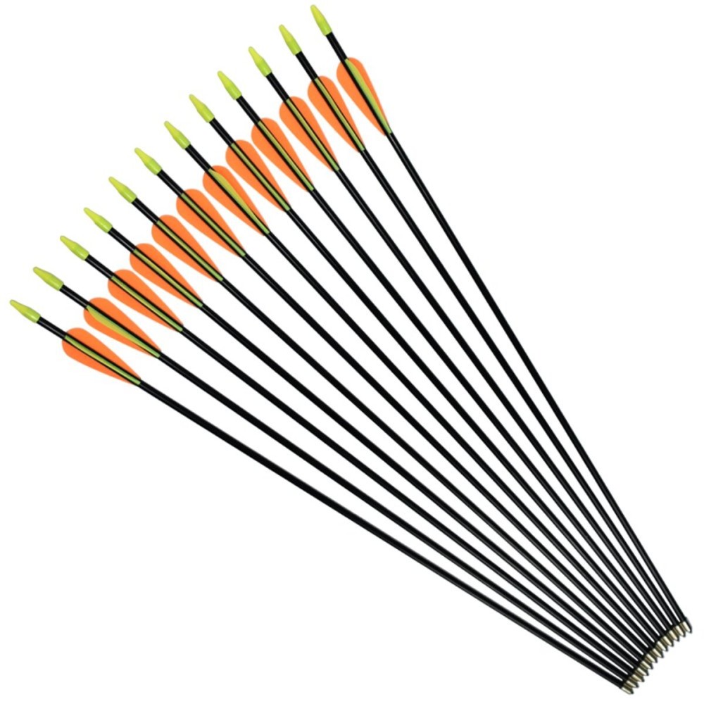 NIKA ARCHERY Fiberglass Arrows for Youth Practise Recurvebow Compound Bow Shooting 12X 28 inch
