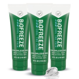 Biofreeze Pain Relief Gel for Knee, Neck, Hip, Joint, Shoulder, & Simple Backache, Arthritis Pain Reliever, Sore Muscle Relief, Colorless Menthol Gel 4 Fl Oz (Pack of 3)