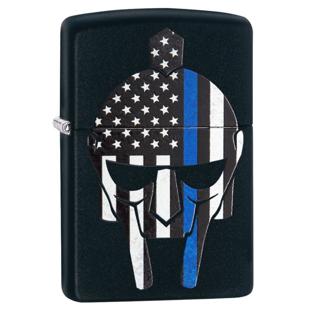 Zippo Gladiator Blue Line Black Matte Pocket Lighter