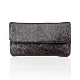 Genuine Leather Smoking Tobacco Pipe Pouch Case Bag for 2 Pipes Tamper Filter Tool Cleaner Preserve Freshness (Brown)