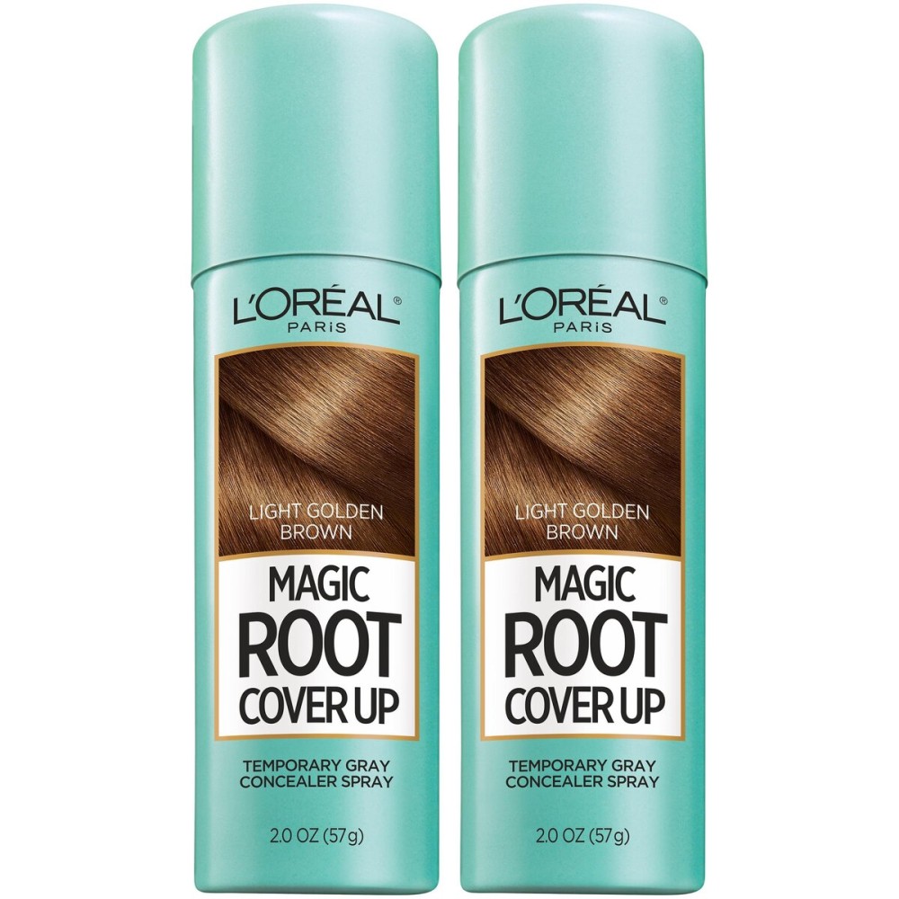 L\'Oreal Paris Hair Color Root Cover Up Temporary Gray Concealer Spray Light Golden Brown (Pack of 2) (Packaging May Vary)