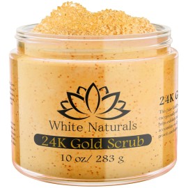 24K Gold Body Scrub, Natural Exfoliating Face Sugar Scrub With Anti-Aging Properties, Pure Skin Moisturizer, Reduce Wrinkles Deep Pore Cleansing Moisturizing Hydrating Skincare, Great Gift for Women