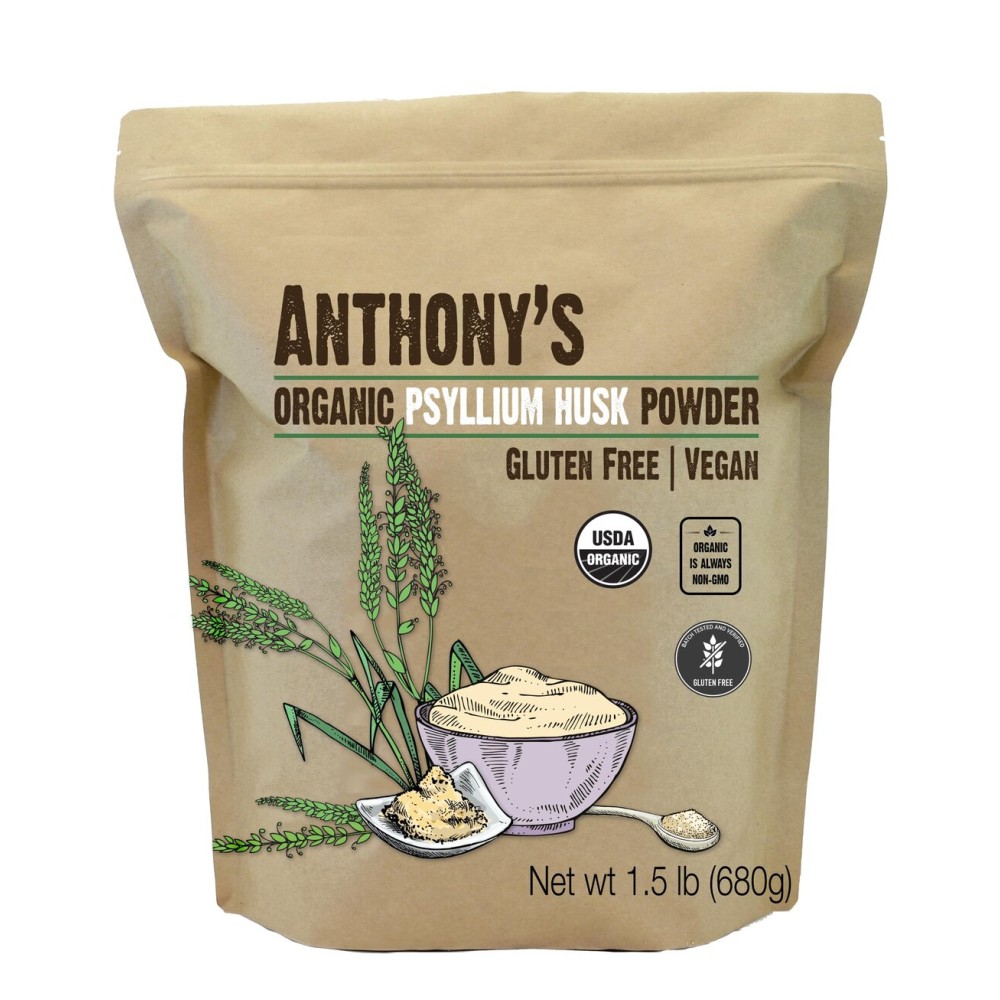 Anthony\'s Organic Psyllium Husk Powder, 1.5 lb, Gluten Free, Non GMO, Finely Ground, Keto Friendly