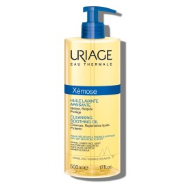 Uriage Xmose Cleansing Soothing Oil | Mild Foaming Nourishing Gel-in-oil, Face & Body, Fragrance & Soap-Free, 500 mL / 17 oz