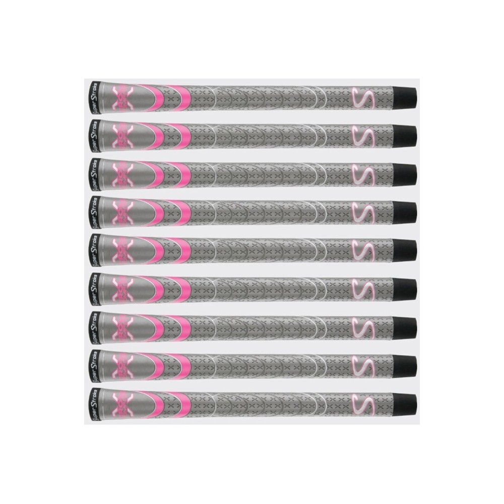 SuperStroke Cross Comfort Golf Club Grip, Gray/Pink (Undersize) | Soft & Tacky Polyurethane That Boosts Traction | X-Style Surface & Non-Slip | Swing Faster & Square The Clubface More Naturally (RSS198)