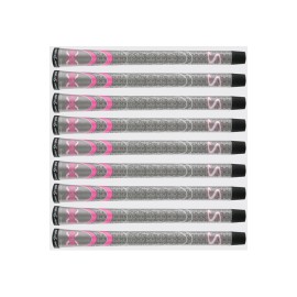 SuperStroke Cross Comfort Golf Club Grip, Gray/Pink (Undersize) | Soft & Tacky Polyurethane That Boosts Traction | X-Style Surface & Non-Slip | Swing Faster & Square The Clubface More Naturally (RSS198)