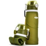 Kemier Collapsible Silicone Water Bottles-750ML,Medical Grade,BPA Free.Can Roll Up,26oz,Leak Proof Foldable Sports & Outdoor Water Bottles (Green)