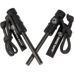 Swiss Safe 5-in-1 Magnesium Ferro Rod Fire Starter Survival Tool - Flint & Steel Striker, Compass, Paracord & Whistle - Emergency Kit for Backpacking, Camping, Hiking - All-Weather - Black, 2-Pack