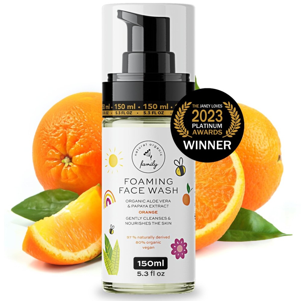The Natural and Organic Family Kids Foaming Face Wash - Clean and Gentle Face Wash for Kids and Preteens - Made in the UK