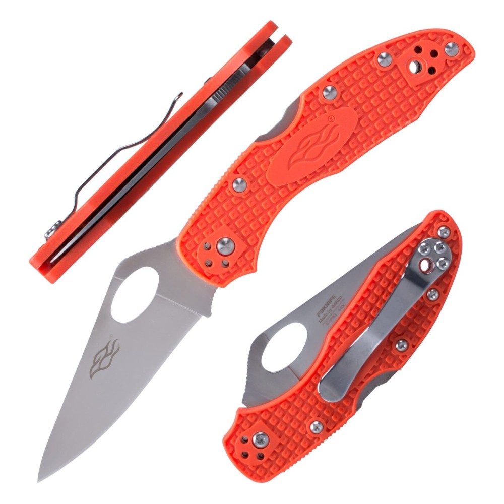 Firebird GANZO F759M Pocket Folding Knife 440C Stainless Steel Blade Nylon Glass Fiber Anti-Slip Handle with Clip Fishing Camping EDC Knife (Orange)