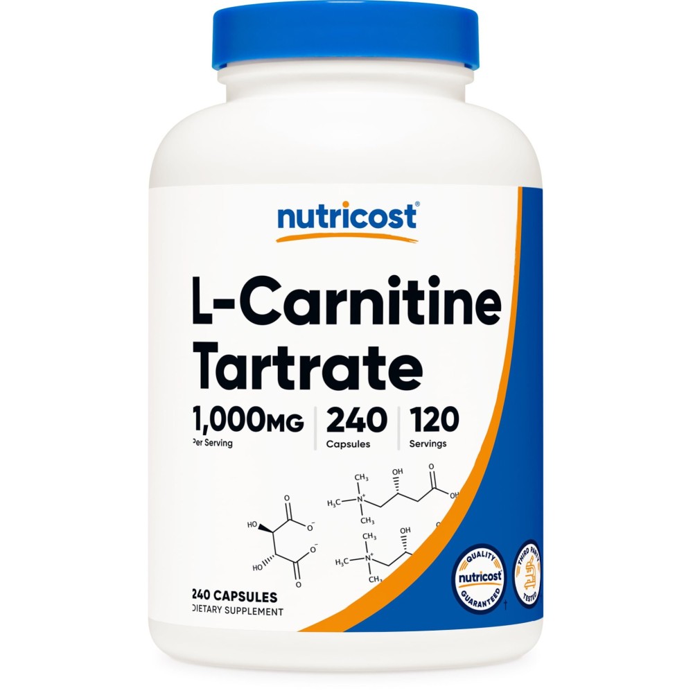 Nutricost L-Carnitine Tartrate 500mg, 240 Capsules - 1000mg Per Serving (2 Bottles)