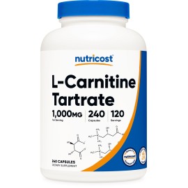Nutricost L-Carnitine Tartrate 500mg, 240 Capsules - 1000mg Per Serving (2 Bottles)